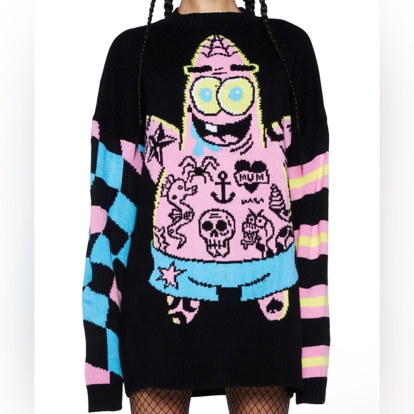 Dolls Kill x SpongeBob Rebel Star Intarsia Sweater size XS/S - Picture 1 of 6